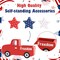 7-Piece 4th of July Decorations – Patriotic Wooden Table Centerpieces with Red Truck, Star & Faux Book Stack for Tiered Trays, Home, Office, Shelf & Mantel